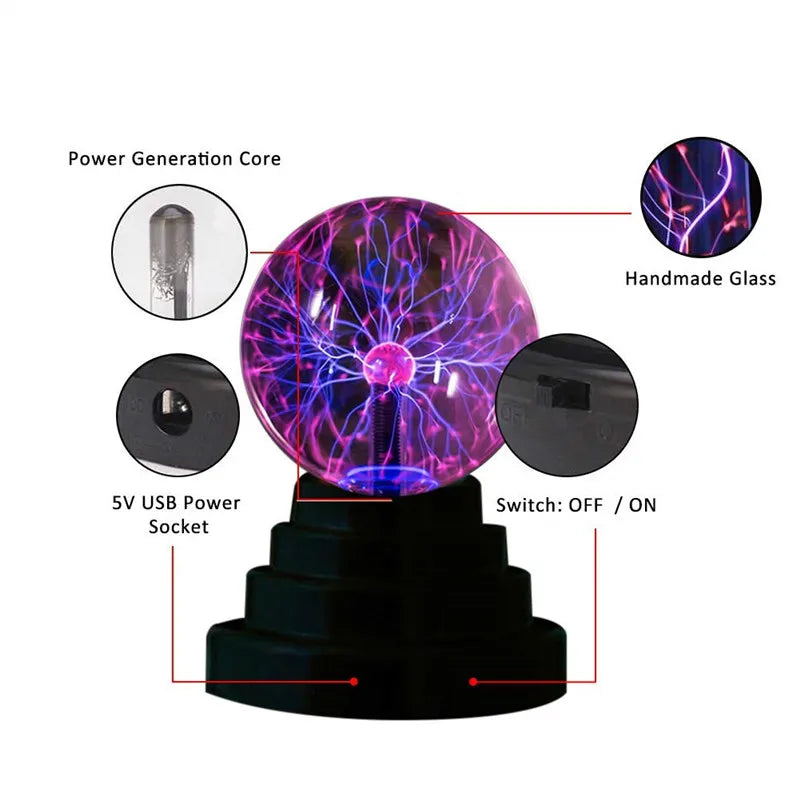 Magic Plasma Ball Lamp LED Atmosphere Touch control Glass Plasma Light