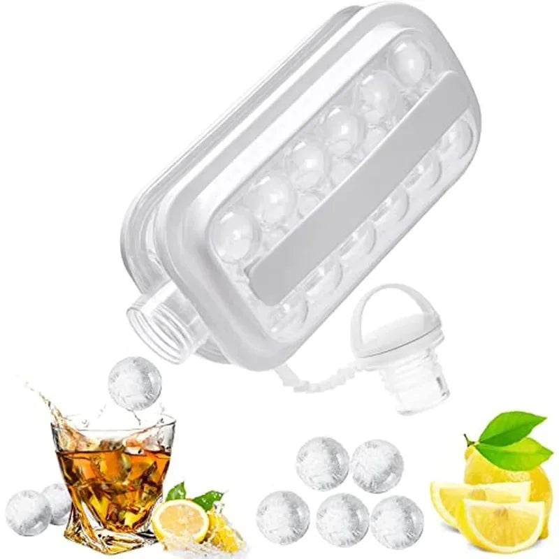 Ice Grid Mold,High Capacity Folding Ice Maker Water Bottle ,2 in 1 Ice Cube Tray, Grid Pot, Ice Ball, Ice Block,Ice Hockey Maker