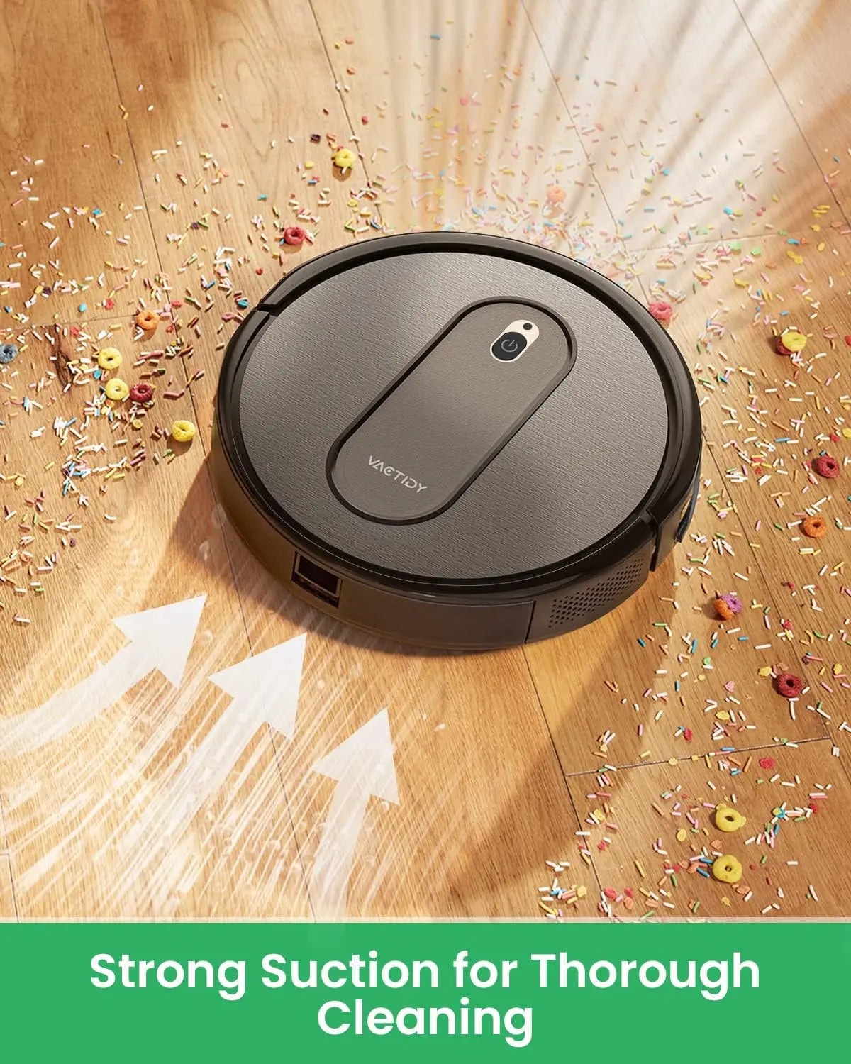 Vactidy T6 Robot Vacuum, Slim and Quiet, Self-Charging Robotic Cleaner, Voice Control, Cleans Hard Floors to Low Pile Carpets