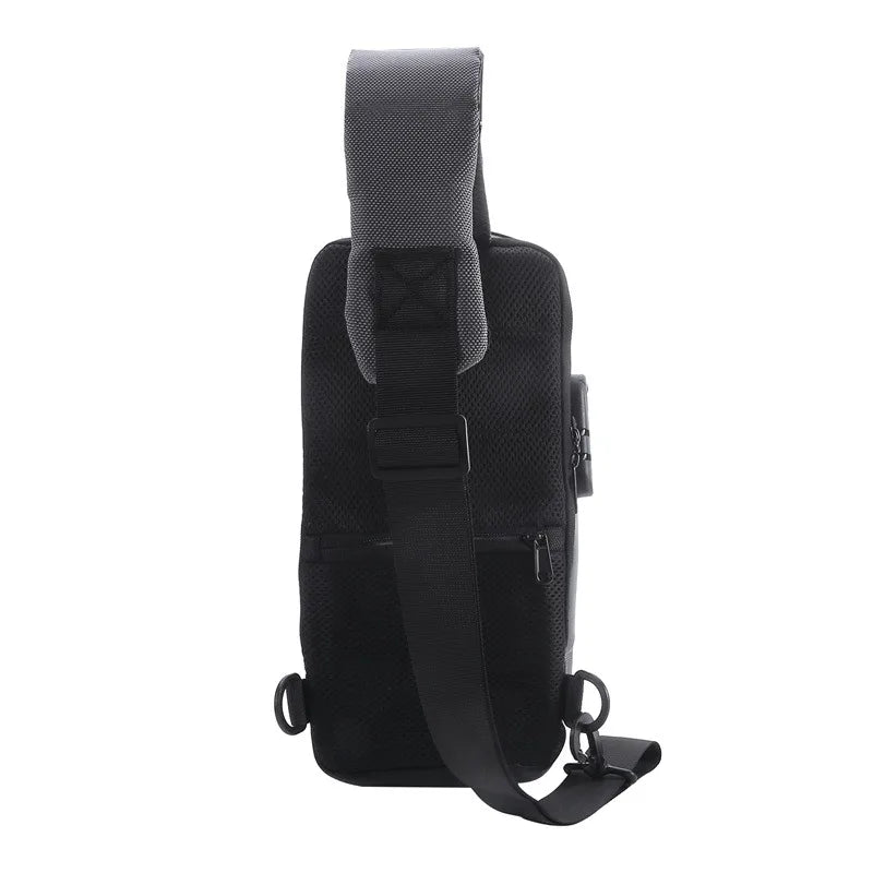 Men'S Usb Crossbody Bag Anti-Theft Shoulder Bags Waterproof Oxford Waist Bag Multifunction Short.