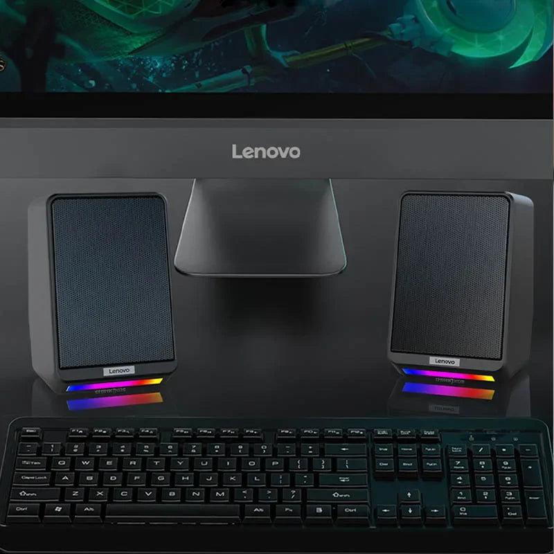 Lenovo TS38 Wired Desktop Speakers 3.5mm USB Gaming Stereo Surround Music RGB Speakers Sound Bar for Computer PC Loudspeakers