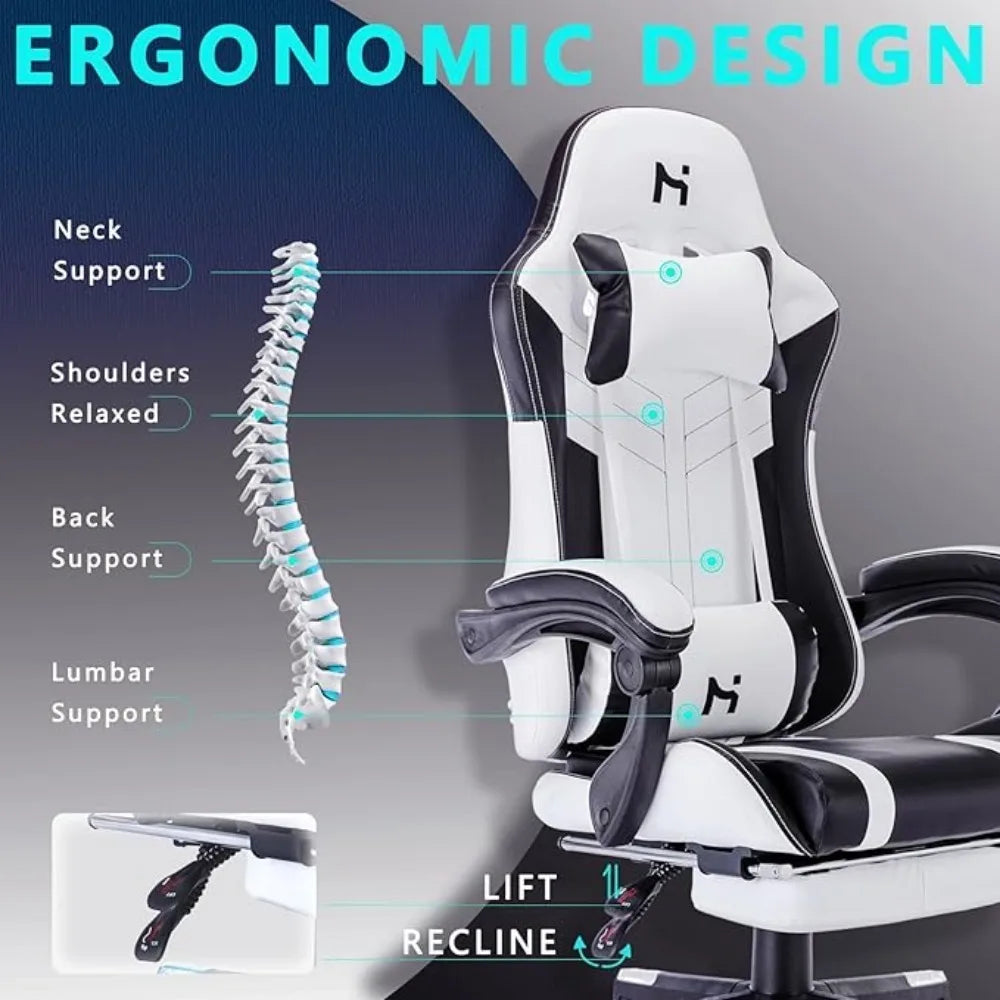 Game Office Chair, Adjustable Height and Angle, 360 ° Rotating Ergonomic Game Chair