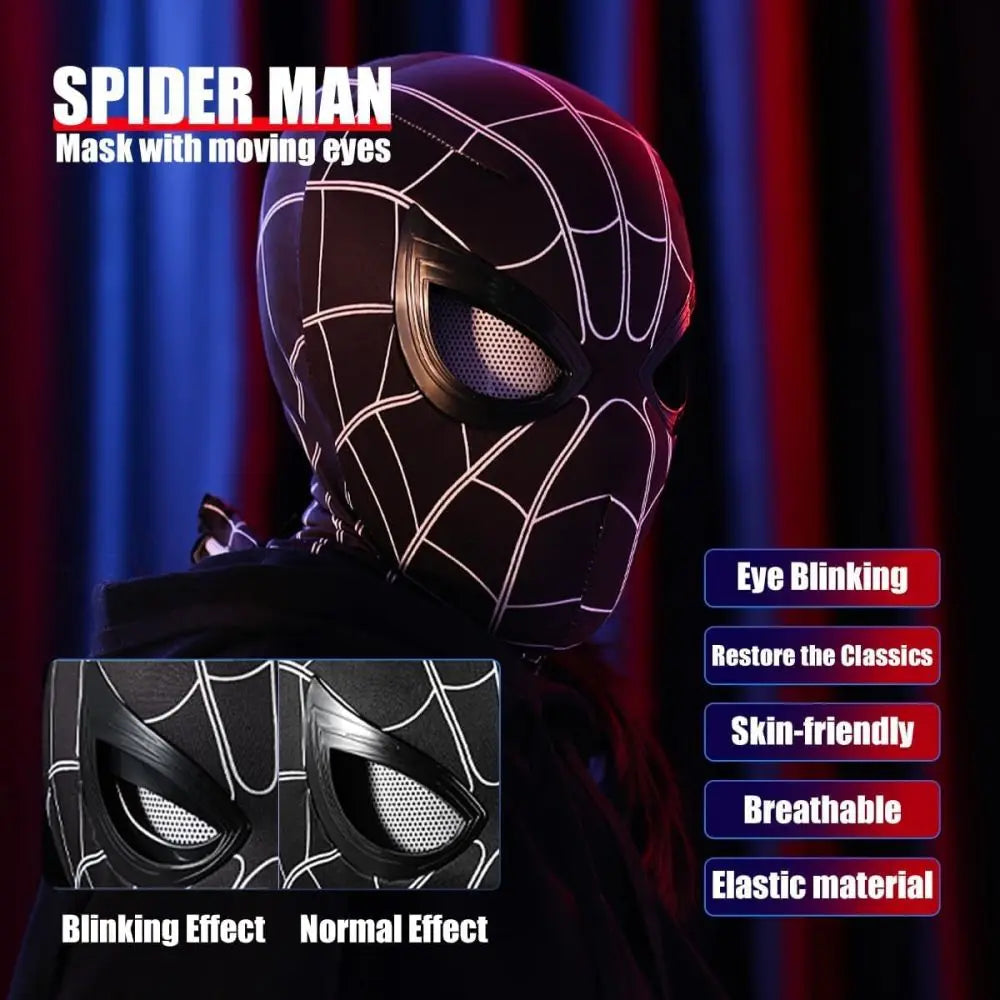 Spiderman Mask Eyes Movable Remote Control Peter Parker Spiderman toys children  Halloween Cosplay Costume Mask Christmas Gifts