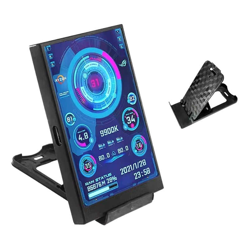 3.5 inch  IPS Type-C Secondary Screen Mini Computer USB Display CPU GPU RAM HDD Monitor with Holder Metal Case No Use AIDA64