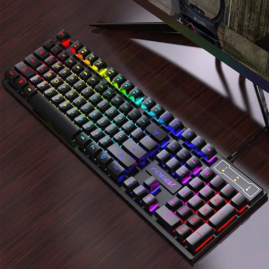 Wired Office Gaming Keyboard Mouse Set USB RGB Backlit Luminous Mechanical Keyboard Mouse Set For Laptop Computer PC Accessories