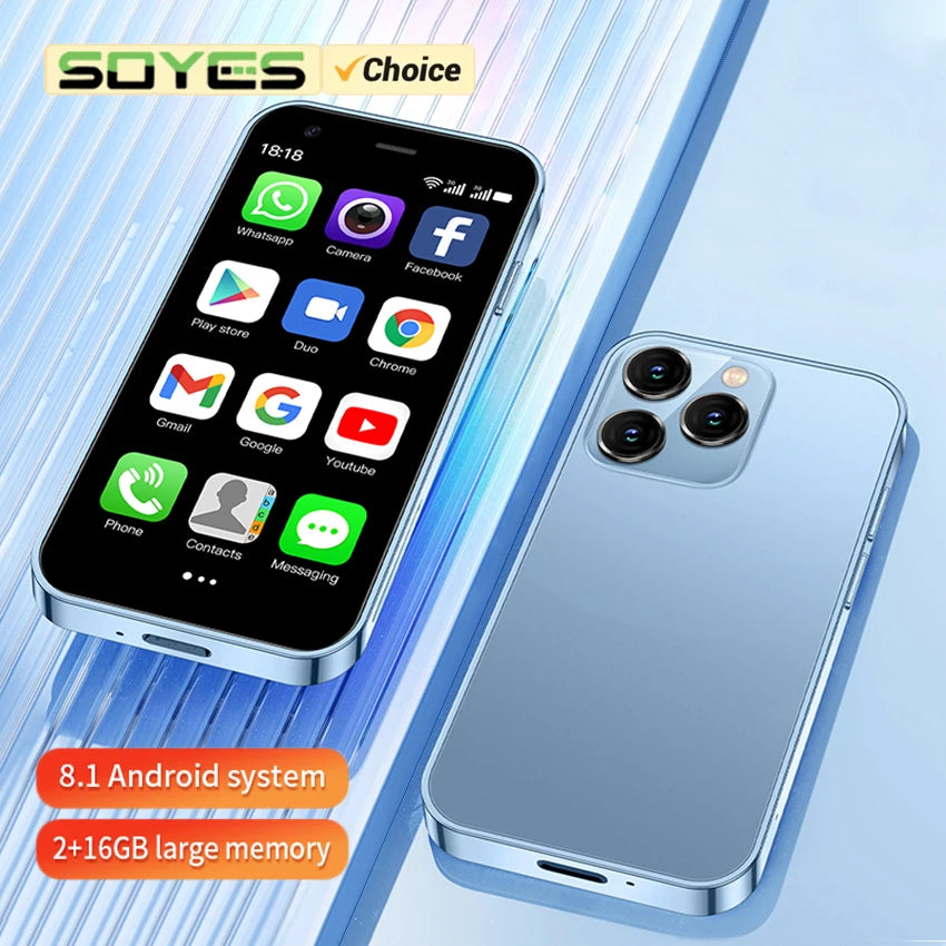 SOYES XS15 Mini Android8.1 Smart Phone 3.0 Inch Display 2GB RAM 16GB ROM Dual SIM Standby Play Store 3G Little Phone