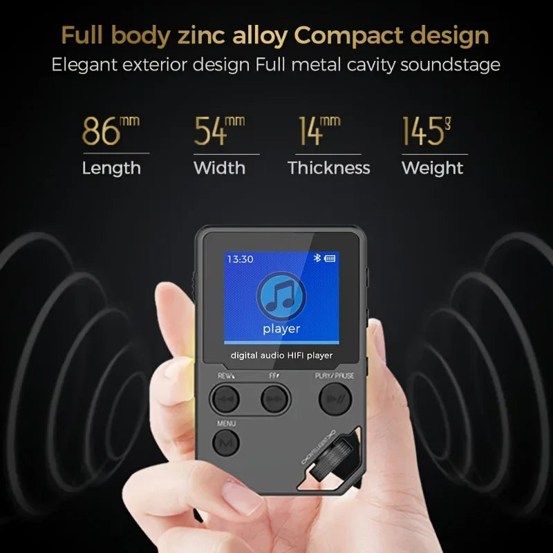 C5 8GB Lossless Bluetooth MP3 Music Player, Zinc Alloy Body,Rotary Controls,Wireless Connection,FM Radio,Voice Recorder