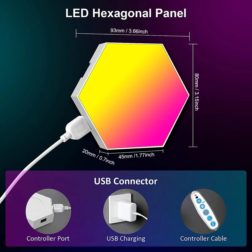 Hexagon Lights Wall RGB Panel Smart APP Music Sync Light Bedroom.