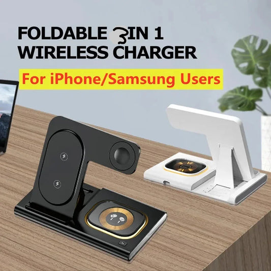 3 in 1 Wireless Charger Stand Pad For iPhone 15 14 13 12 Samsung S23 S22 Galaxy Watch 5 4 Active Buds Fast Charging Dock Station