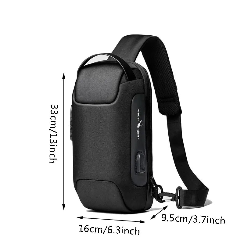 Men'S Usb Crossbody Bag Anti-Theft Shoulder Bags Waterproof Oxford Waist Bag Multifunction Short.