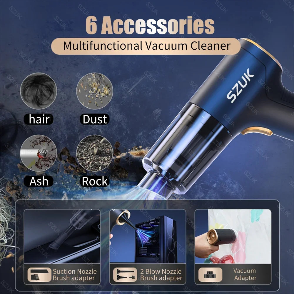 SZUK Car Vacuum Cleaner 780000Pa Mini Handheld Cleaning Machine Powerful Portable Blower Wireless Vacuum Cleaner for Car Home