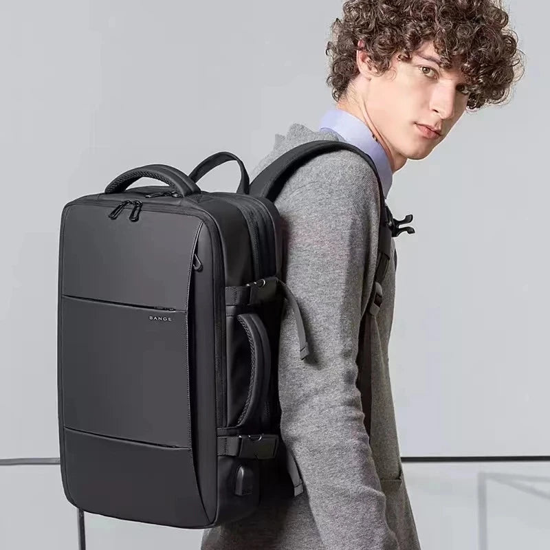 BANGE Travel Backpack Men Business Backpack School Expandable USB Bag Large Capacity 17.3 Laptop Waterproof.