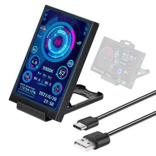 3.5 inch  IPS Type-C Secondary Screen Mini Computer USB Display CPU GPU RAM HDD Monitor with Holder Metal Case No Use AIDA64