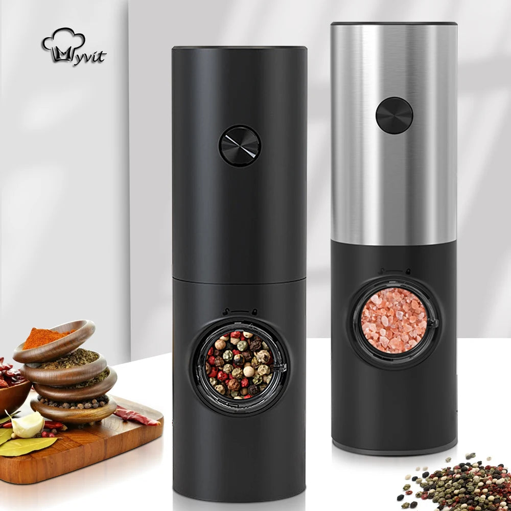 Electric Pepper Spice Grinder Automatic Salt Grinder Pepper Shaker Mill for Spice Gravity With Led Light Adjustable Coarseness