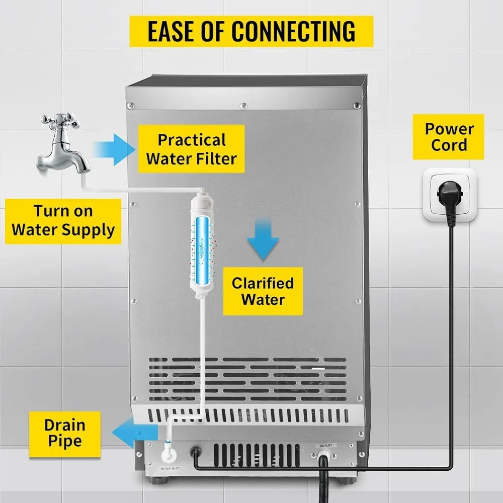 Countertop Ice Maker 70LB/24H, 350W Automatic with 11LB Storage, 36Pcs per Tray, Auto Operation.