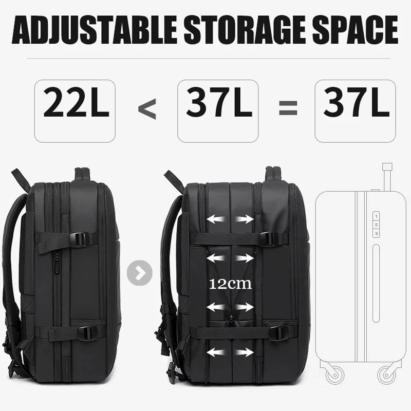 BANGE Travel Backpack Men Business Backpack School Expandable USB Bag Large Capacity 17.3 Laptop Waterproof.