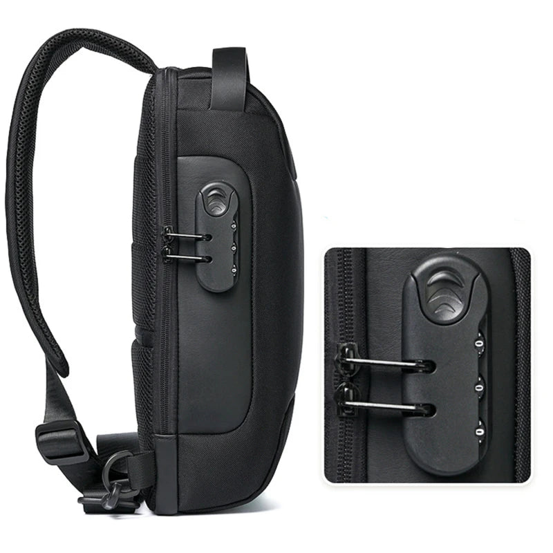 Men'S Usb Crossbody Bag Anti-Theft Shoulder Bags Waterproof Oxford Waist Bag Multifunction Short.