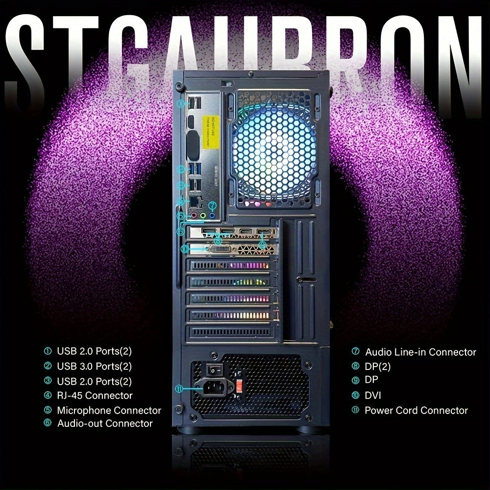 STGAubron Gaming Desktop PC, Intel Core i7 3.4G up to 3.9G, 16G DDR3, 1T SSD, Radeon RX 580 8G GDDR5, 600M WiFi, Wireless 5.0, RGB Fan x 6, RGB Keyboard&Mouse&Mouse Pad, RGB Wireless Sound Bar, RGB Wireless Gaming Mic, W10H64